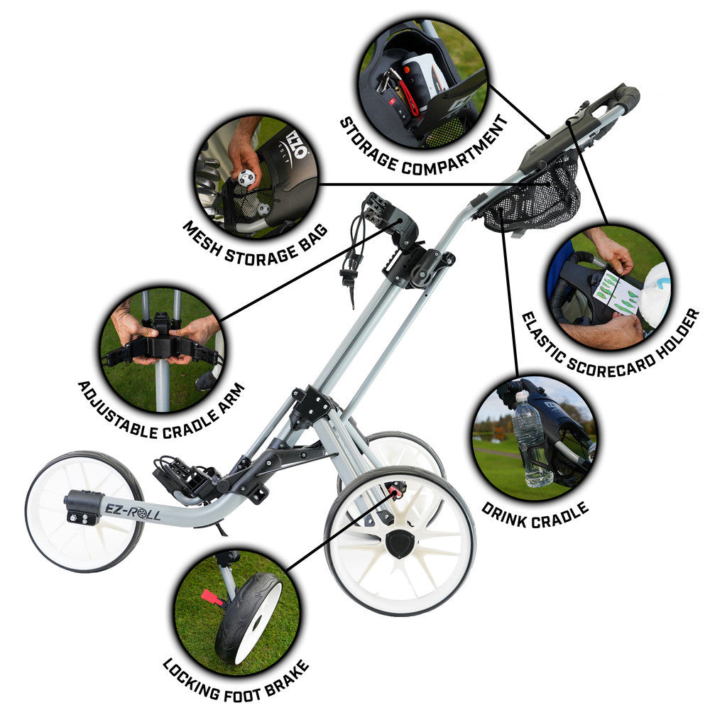 IZZO GOLF EZ-ROLL 3-WHEEL PUSH CART